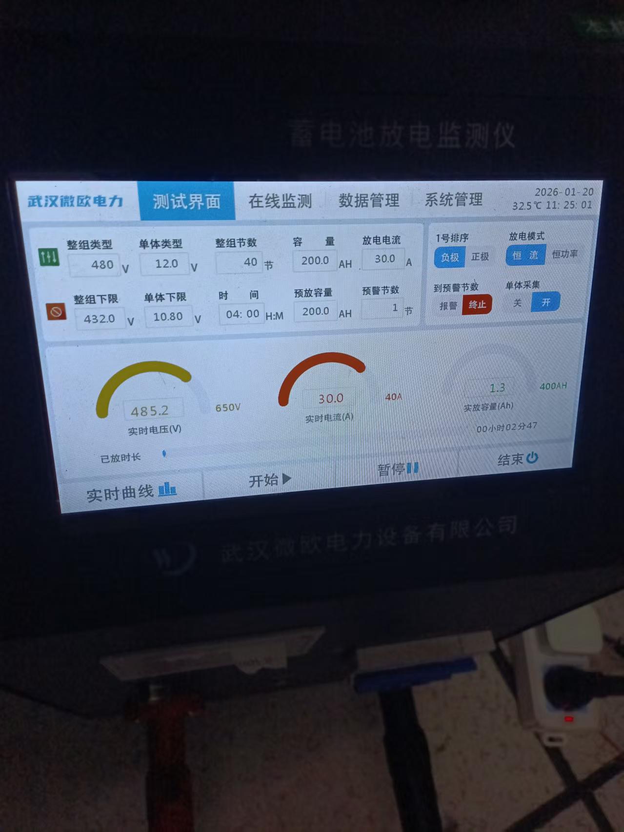 40节12V 500v蓄电池放电试验现场